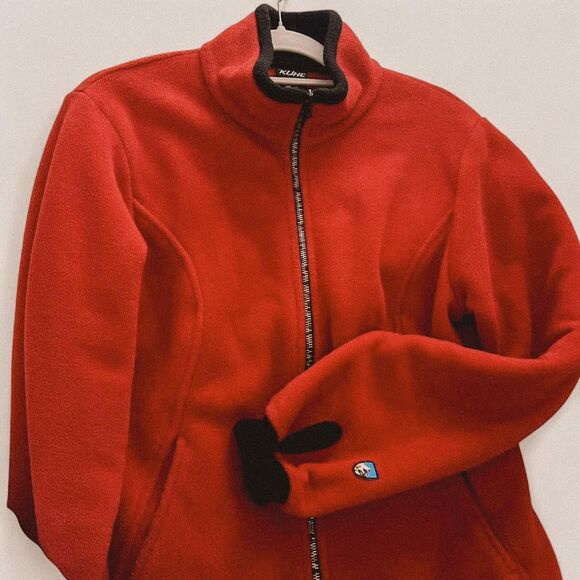 Y2K Retro Hikecore Red Kühl Fleece Zip-Up – Multicolor Zipper (Size M) - Picture 1 of 8